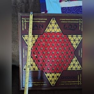 Vintage Double Sided Wooden Chinese Checkers Board